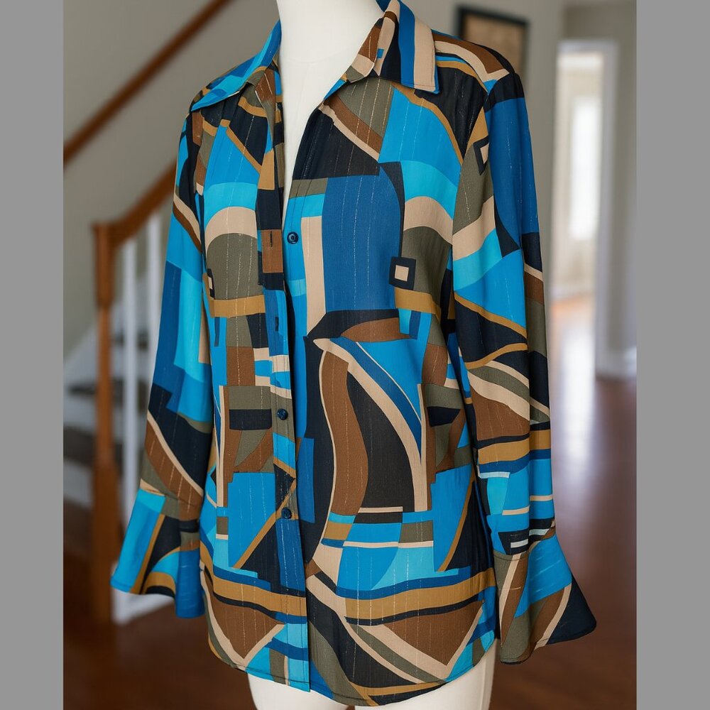 VINTAGE - Freestyle Multicolor Geometric Blouse
